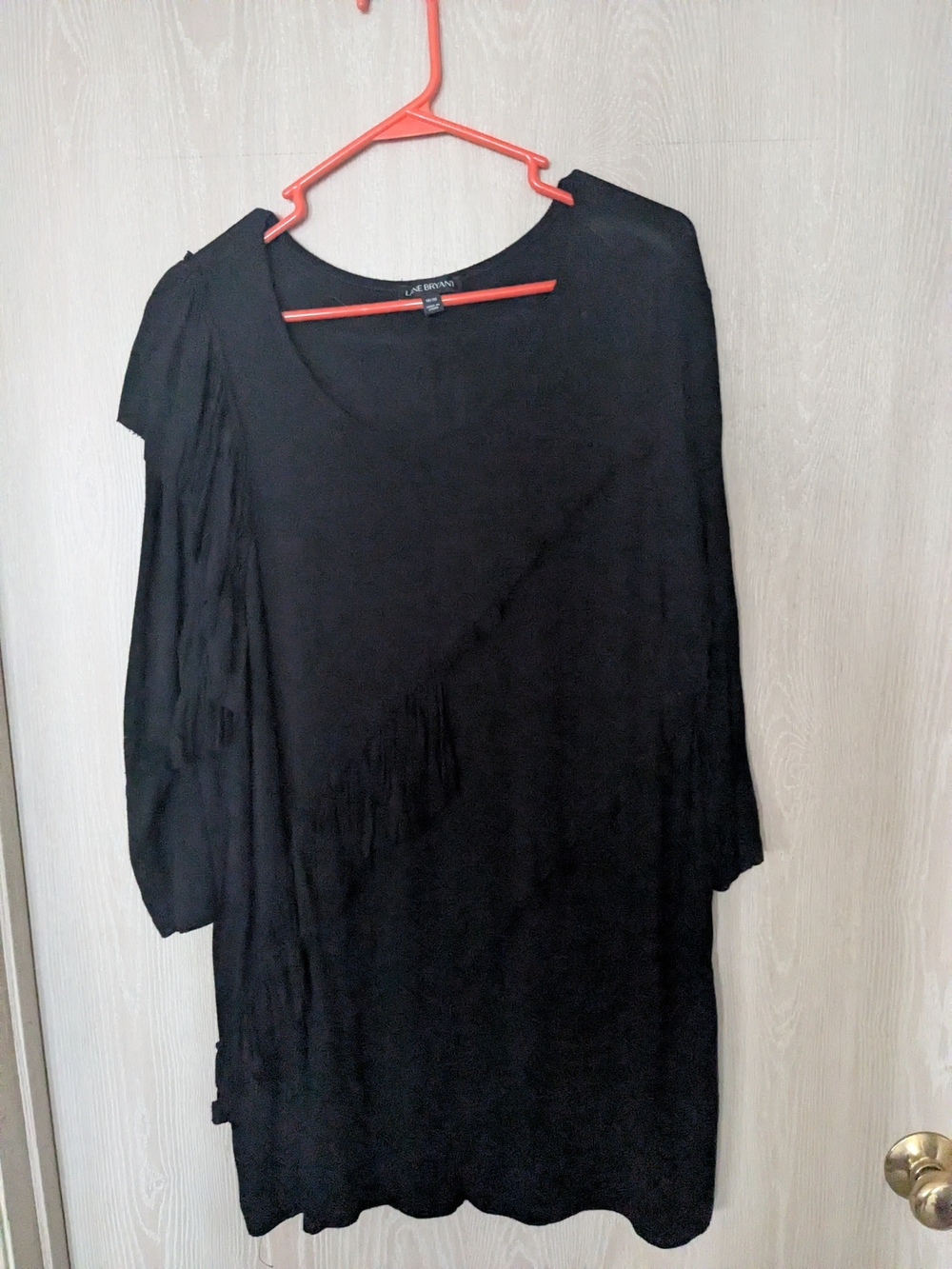 Lane Bryant Black Long-Sleeve Fringe Accent Top